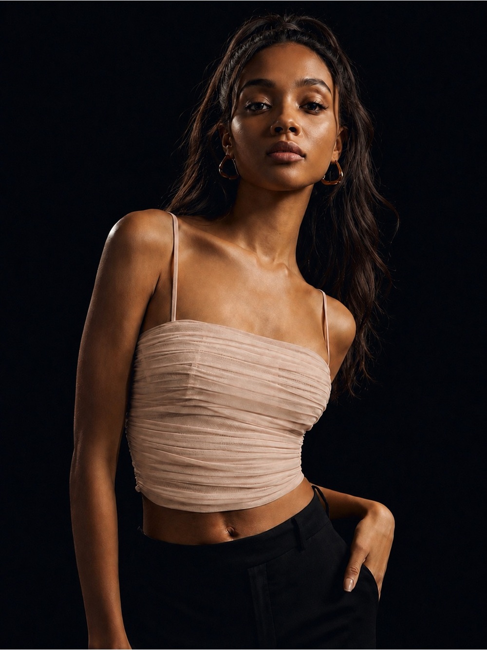 Aritzia TEN by Babaton Luxor Ruched Mesh Bustier Tank Size 6
